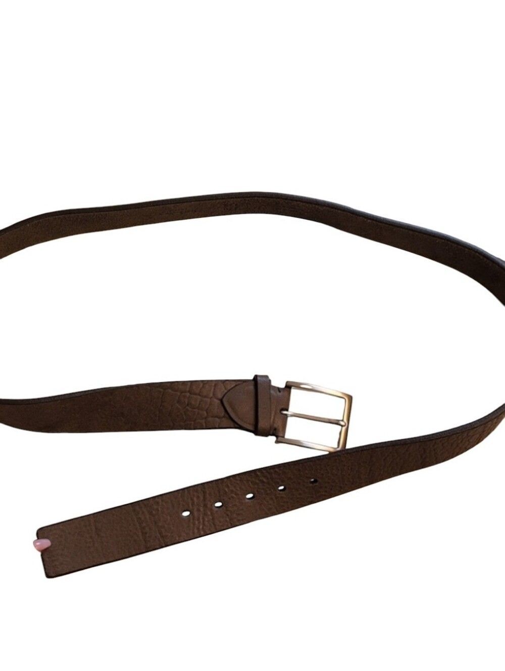 Sani Gualtiero Firenze Belt Bison Tan Brown Leather Genuine Brass Buckle 120